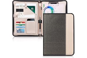 Toplive Porte Documents A4 Conférencier Classeur Zippé Organiseur dossier de conférence en Cuir PU pour Réunion/Cartes de Visite professionnel/agenda d'affaires/Bureau/École, Noir-écaille de poisson