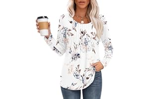 MOLERANI T Shirts for Women UK Round Neck Loose Casual Puff Short Sleeve Summer Tee Tops Front Pleated T Shirt