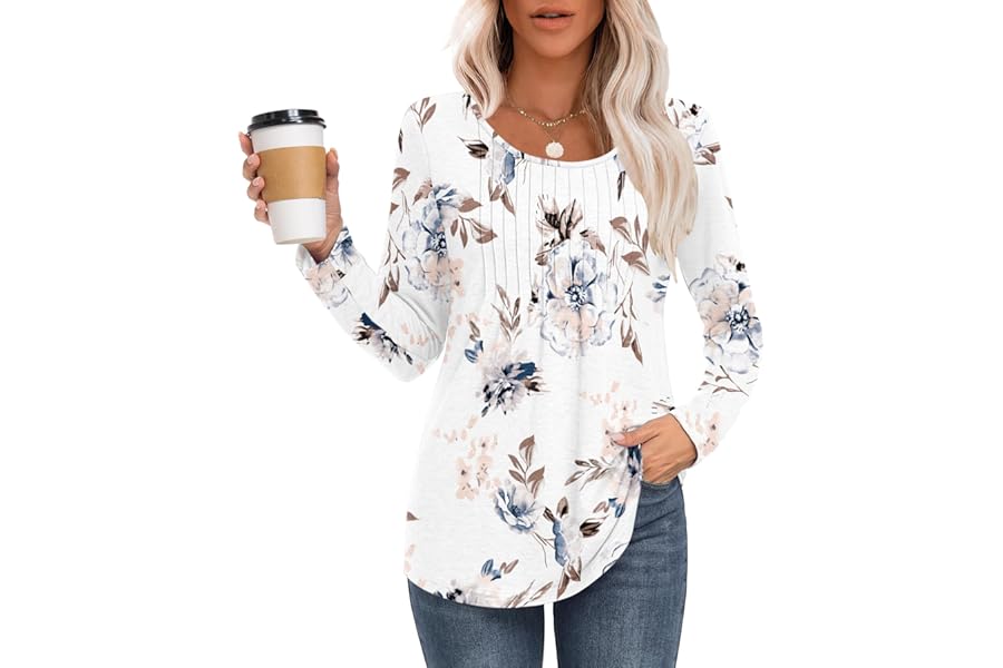 MOLERANI T Shirts for Women UK Round Neck Loose Casual Puff Short Sleeve Summer Tee Tops Front Pleated T Shirt