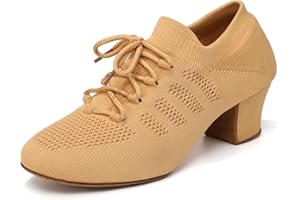 Uonpie Zapatos de Baile Latino Mujer Práctica Salsa Tango Moderno Jazz Cerrados con Cordones Tacón Bajo