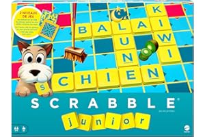 Mattel Games Scrabble Junior, Jeu de Société pour Enfant, dès 6 Ans, Jeu de Société Enfants avec de Lettres, Jeux Enfants dès 6 Ans, Version Française, Y9668