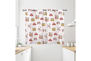 ANHOPE Verkehr Auto Flugzeug Fahrrad Blickdichte Gardinen mit Ösen Thermo Vorhänge Blackout Curtain Kinder Jungen Mädchen Verdunklungsvorhänge Wohnzimmer Schlafzimmer Vorhang 2er Set H 138 x B 71 cm