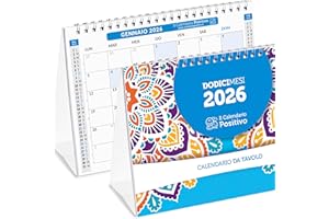 IL CALENDARIO POSITIVO Calendario da Tavolo 2026 a Caselle Positivo | In Carta Ecosostenibile NON Patinata - Ideale per segnare Appuntamenti-Impegni | Calendario da Scrivania Ufficio | Cm 21x15 | 28 Facciate con Mesi Doppi