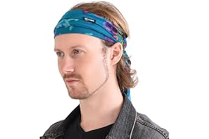 CHARM Tie Dye Headband Hippie Elastic Bandana - Bohemian Head Cover for Men & Women Psychedelic Flower Pattern 60's 70'S Retro Boho