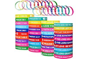 MINATEE 60 Pieces Religious Silicone Bracelets Rubber Bible Verses Wristbands Scripture Inspirational Faith Hope Belief Wristbands Motivational Sayings Bracelets for Men Women