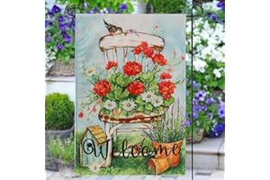 CREAHER Garden Flag, 12 x 18 Inch Spring Garden Flag Double sided Spring Garden Flag for Yard Outside Decoration Flowers on Chair Welcome Flag for Home Lawn Yard Outdoor Decoration