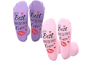 HONMOK 2 Pairs Socks Best Mum Dad Grandad Socks for Birthday Mother's Day Father's Day Christmas Gifts Present
