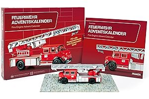Franzis 67206 – Kalendarz adwentowy straży pożarnej, metalowy model Mercedes-Benz L1519 w skali 1:43, zawiera 52-stronicową książkę z dodatkami: ... Maßstab 1:43. Mit großformatigem Begleitbuch