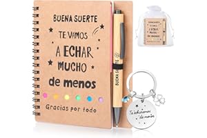 Yuecda Set de regalo para colegas, regalo de despedida para un compañero de trabajo que cambia de trabajo, incluye un cuaderno y un llavero, el mejor regalo para colegas, versión española, Piel de