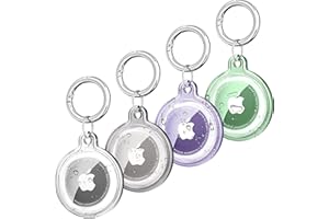 HalfYue Etui Airtag, kompatybilne z Apple Air Tag Finders, wodoodporne breloczki do kluczy AirTag dla dzieci, osób starszych, zwierząt domowych, plecaków (przezroczysty, czarny, fioletowy, zielony)