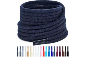 Handshop 2 pairs round cotton shoe laces for sneakers, 4 mm anti-slip round laces for athletic shoes, boots