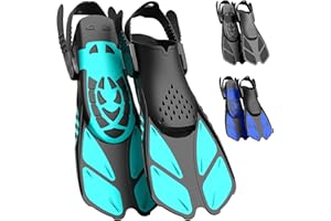 Lealinga Snorkel Fins, Swim Fins Flippers Adult Adjustable Snorkeling Diving for Adult Men Women Unisex, Travel Size Open Heel Swimming Flippers Training Fins with Mesh Bag