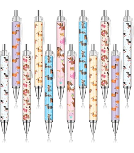 5 Lustige Dackel-Kugelschreiber Mit Touchpen – Witziges Büro Geschenk, Metallstifte In 5 Farben