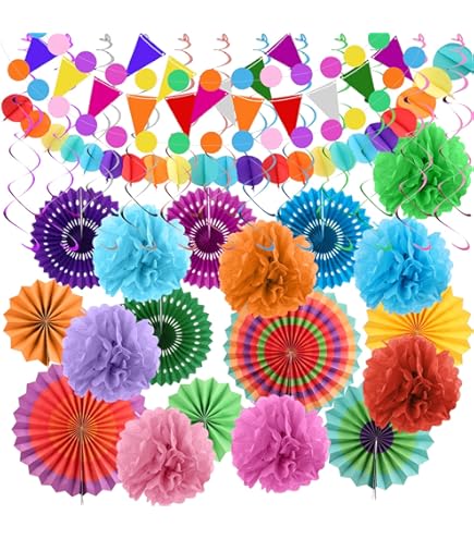 16 Stück Seidenpapier Pompons Deko - Party Dekoration In Orange-Rose Für Geburtstag Hochzeit