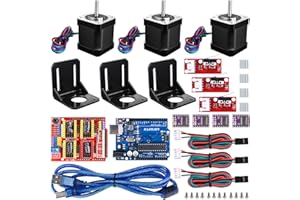 kuman Kit Controller CNC 3 Assi per Stampante 3D - Shield GRBL, Scheda R3, 3 Motori Nema 17, 4 Driver DRV8825 con Dissipatori e Cavo USB - Compatibile con Arduino