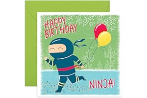 CENTRAL 23 Kartka urodzinowa Ninja - kartki urodzinowe dla chłopców - zabawna kartka urodzinowa wnuka - prezenty dla siostrzeńca kuzyna dzieci - w zestawie zabawne naklejki