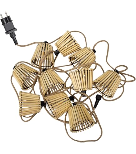 Lichtsnoer Voor Buiten, Aansluitbaar, 10 Natuurlijke Lampenkappen Van Rotan Samoa Light Hybrid Led Warmwit 8 M Zonne Energie En Op Netstroom 1813396967