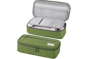 WEMATE Large Pencil Case,Pencil Case for Women & Men, Pencil Pouch, Marker Pen Case,Portable Stationery Pencil Bag for Office Army Green