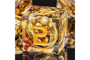 KERWELLSI Lord Of The Rings DND Dice Set D&D, Flower Sharp Edge Resin Dungeons and Dragons Polyhedral & RPG Dice, Magic Gathering Lotr Role Playing Game D20 D12 D10 D8 D6 D4