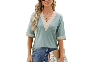 Atxnn Camicia Donna Camicetta con Scollo a V Blusa Maniche Mezza Casual Tops