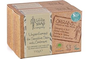 LITTLE SOAP COMPANY Little Soap Organic Unperfumed Soap Duo Pack - Vegan, Cruelty Free, No SLS or Parabens, Perfect for Sensitive Skin, Gifts for Women & Men, 110g x 2
