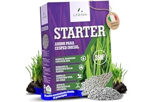 LERAVA STARTER abono césped (35 m²) - favorece el crecimiento de raíces - ideal con semillas de césped sin riesgo de quemar - refuerza la resistencia del suelo - abono para jardín natural
