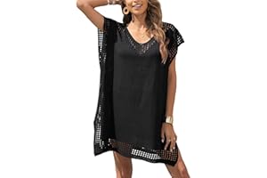 Codkkre Cache Maillot de Bain Femme Robe de Plage Crochet Sarongs en Crochet Été Plage Couvrir Sexy V-Cou Bikini Cover Up Bohème Beachwear