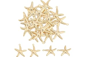 UNICRAFTALE 20Pcs Ciondoli con Stelle Marine Dorate 304 Ciondoli con Stelle Marine In Acciaio Inox 1mm Foro Ciondola Pendenti e Ciondoli Orecchini Pendenti con Ciondoli Bracciali Collana Pendenti