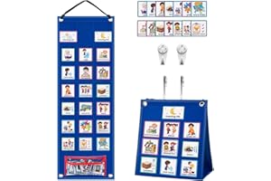 KIKIGOAL Kinder visuelle Planung Kalender Diagramm, 2 in 1 Autismus täglichen Routine Diagramm mit 70 Karten Autismus Lernmaterialien für Kinder