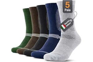 Alaplus Calzini Uomo Donna in Cotone Calze da lavoro Antiscivolo 5 Paia Calzini Sportive Ideali per Running, Trekking, Ciclismo,Tennis, Colorato & Neri 35-38 39-42 43-46 47-50