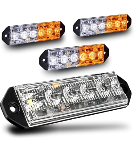 NanoFlare 4" 4-Watt LED Grille Light [SAE Class 1] [72 Flash Patterns] [3-Year Warranty] Surface Mounted Emergency Strobe Light Head - Amber / White - Walmart Supplies - View #9