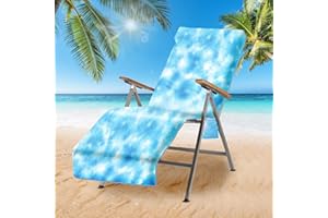 CRESBEL Frottee Liegenauflage: Schonbezug für Sonnenliegen: 75 X 210 cm Frottee Bezug für Gartenliege, mit 2 Taschen Stuhl Strandtuch, Garten Sonnenliege Handtuch für Schwimmbäder, Strände, Gartenhotels