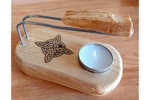 ARTSOJA YA-DECOREGALOS Quemador de Palo Santo/Hecho a Mano/Imagen Nudo de Bruja,/ Incluye Varillas Metálicas,+ Vela + Palo Santo. para Armonizar y señar ambientes. Especial para meditar