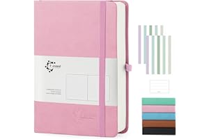 Fasood Bullet Journal A5, Carnet Pointillé,avec 320 pages, papier épais 100 g/m², carnet à couverture rigide en PU avec étiquettes multicolores, pochette intérieure, pour agenda de travail quotidien