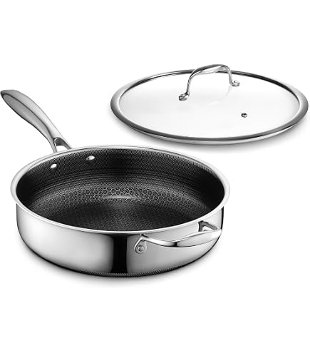 Tibbicc Set Padelle Antiaderenti Ibride 6 Pezzi Con Coperchi - 20, 25, 30 Cm, Atossiche, Lavabili In Lavastoviglie, Per Induzione