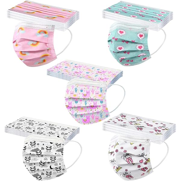 50 Masques Jetables Enfants - 3 Couches, Motif Animaux, Anti-poussière, Confortable Et Respirant Pour Extérieur