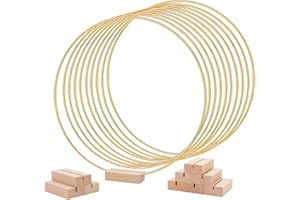 QUOTRE 12 anillos de metal, 6 tamaños, atrapasueños, anillo de metal, aros florales, anillos de macramé, para atrapasueños, para manualidades, bodas, decoración de mesa (30cm 10 piezas (con base))