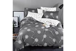 KEAYOO Bettwäsche 135x200 Grau Weiß Wendebettwäsche Pusteblume Muster 100% Baumwolle für Sommer bis Winter Soft Touch mit Reißverschluss 4teilig Set