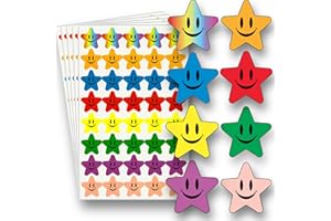 Star Stickers for Reward Chart - 200 Sticky Coloured Smiley Face Stars, Small Classroom & Teachers Reward, Achievement Decals for Children, Toddlers & Kids Praise School Stickers by Innoveem