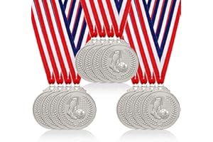 Acboor Medaglie Bambini, 12 Pezzi Medaglie Calcio per Bambini Compleanno Medaglia Argento in Metallo Calcio Festa Compleanno per Ragazzi Bambini Adulti