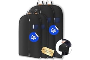 HELI MIAO 4 x worek na ubrania premium – zoptymalizowana grubość materiału 120 g/m² – worki na ubrania na kurtkę i sukienkę – oddychająca torba na garnitur na podróż – pokrowiec ochronny na ubrania z zamkiem