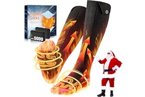 VIWKO 2026 Calze Riscaldate Aggiornati, 5000mAh*2 Calze Riscaldanti Ricaricabili, 3 Temperature & Riscaldamento 360° Calzini Riscaldabili, Lavabile Batteria Riscaldanti per Sci Caccia Escursioni