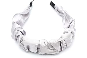 ‎QINGOO QinGoo Damen Haarreif aus Seide, Silber, Falten-Design als Stirnband oder Haarband, 1 Stück