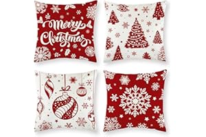Kesote Christmas Cushion Covers Set of 4 Christmas Decorations Indoor Square Throw Pillow Case Cover Snowflake Cushion Cover for Xmas Decor - 18 x 18 inches