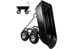 GLOBEWOLF Garden TIPPING Cart Dump Truck with Heavy Duty Tipping Barrow and 4 All Terrain Pneumatic Tyres – Pull Along Trolley Tool Cart Garden Wagon with 200Kg Wheelbarrow Load Capacity – EXPRESS DELIVERY
