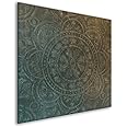 murando Glass Splashback for Kitchen Backsplash Cooker Protector Tempered Glass Decorative Wall Art Panel Heat Resistant Graphic 60x60 cm / 24"x24" Ornament Mandala Orient f-C-0433-aq-a