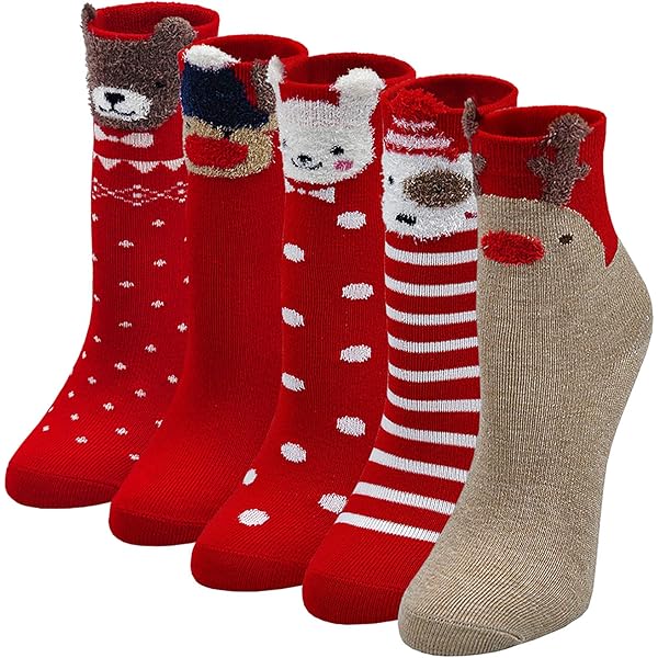 Calcetines Largos Mujer Calcetines Largos Navideños Para Mujer - Estampado De Renos Y Copos De Nieve Medias Navidad Hasta Muslo