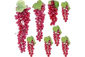 Attuslla 8 Uva Artificiale Realistico, Rosso Uva Artificiale Grappoli di Uva Artificiale Simulazione, Uva Nera Artificiale, per Decorazione del Vino, Puntelli di Frutta Artificiali