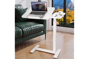 LIROPAU Stolik pod laptopa z regulacją wysokości 75-115 cm, stół komputerowy z regulacją wysokości na kółkach, obrotowy stojak na laptopa z kółkami, mobilny stolik pod łóżko, stolik do łóżka nakładkowego