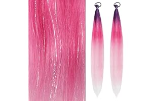 Dalababa 2 PCS Ponytail Extension with Elastic Tie, Synthetic Braided Extensions Gradient Colour Hair Accessories for Women Girls Kids Cosplay Performance Party Festival